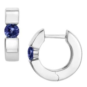 Tanzanite Huggie Hoop Earrings in Sterling Silver